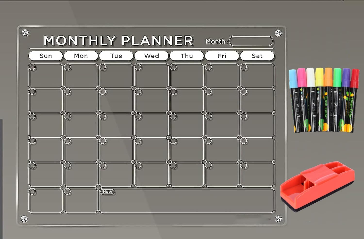 Magnetic Acrylic Dry Erase Calendar Board โ Monthly Planner