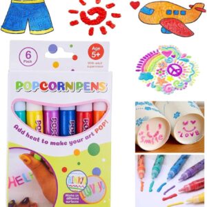 6 Puffy 3D Colour Pens - Popcorn Drawing Pen Set